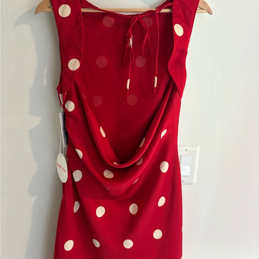 Red and White Polka Dot Mini Dress - Picture 3 of 3